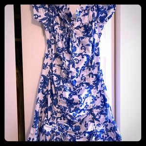 Blue and white floral dress